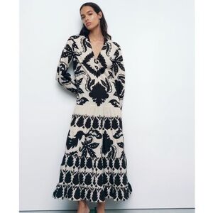 Zara Belted Print Maxi Dress